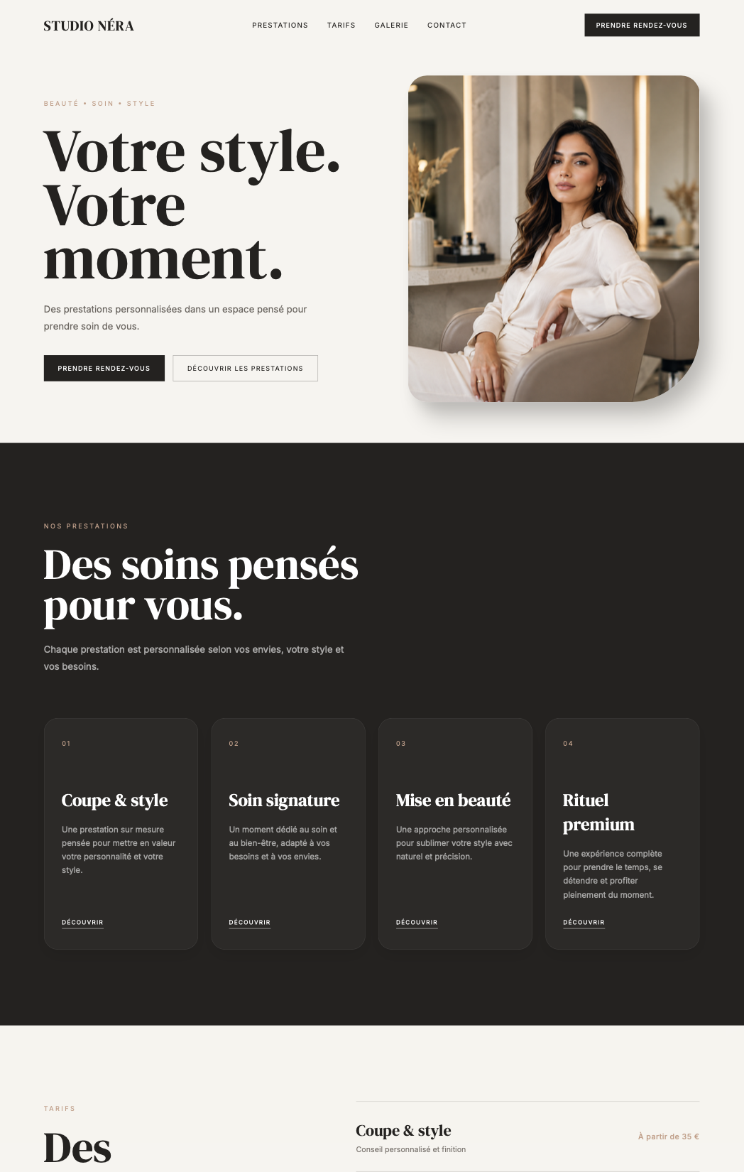 Capture du site Studio Néra